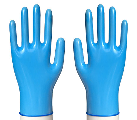 蓝色光面9寸PVC检查手套